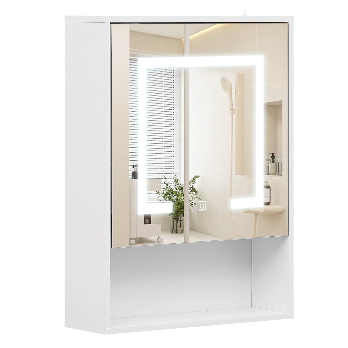 LED Mirrored Medicine Cabinet - 3-Color Lighted White 18"x24"-Wall Cabinets-DECOROLALA