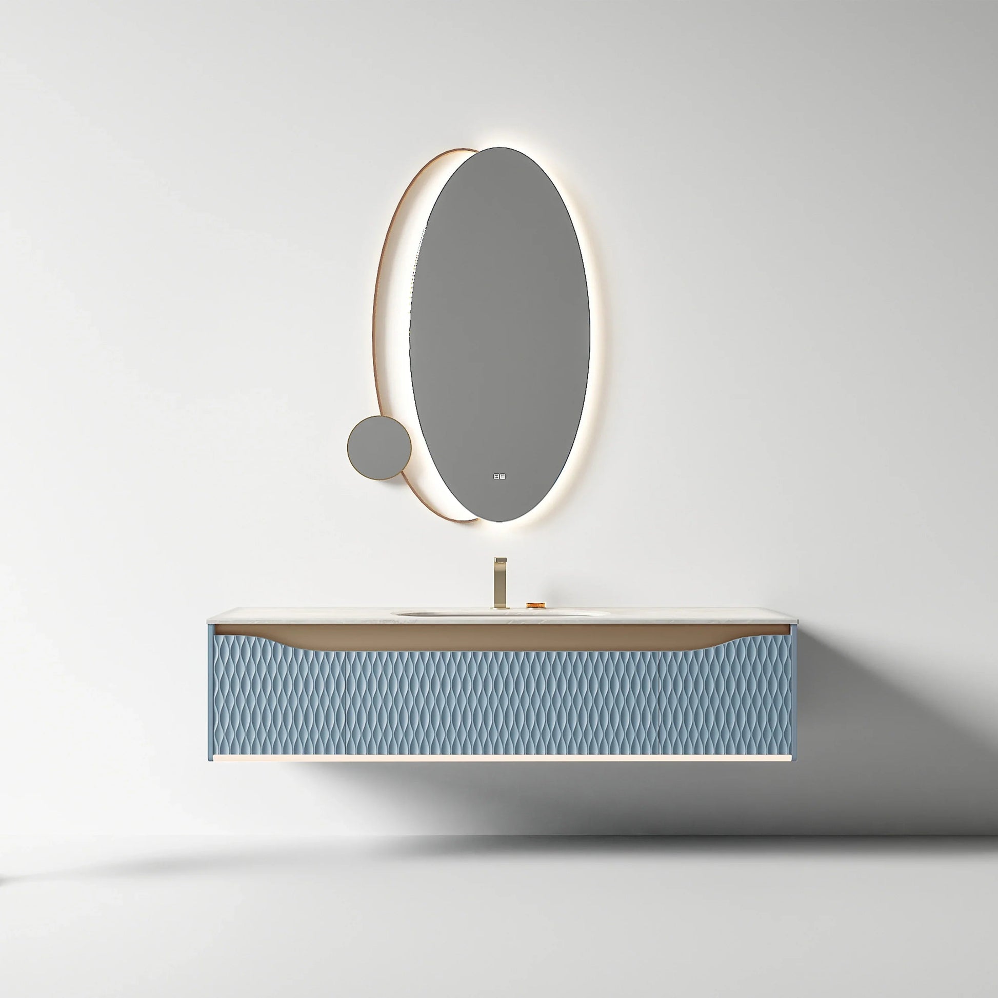 LED Oval Mirror with Stainless Steel Frame and Anti-Fog-Mirror-DECOROLALA