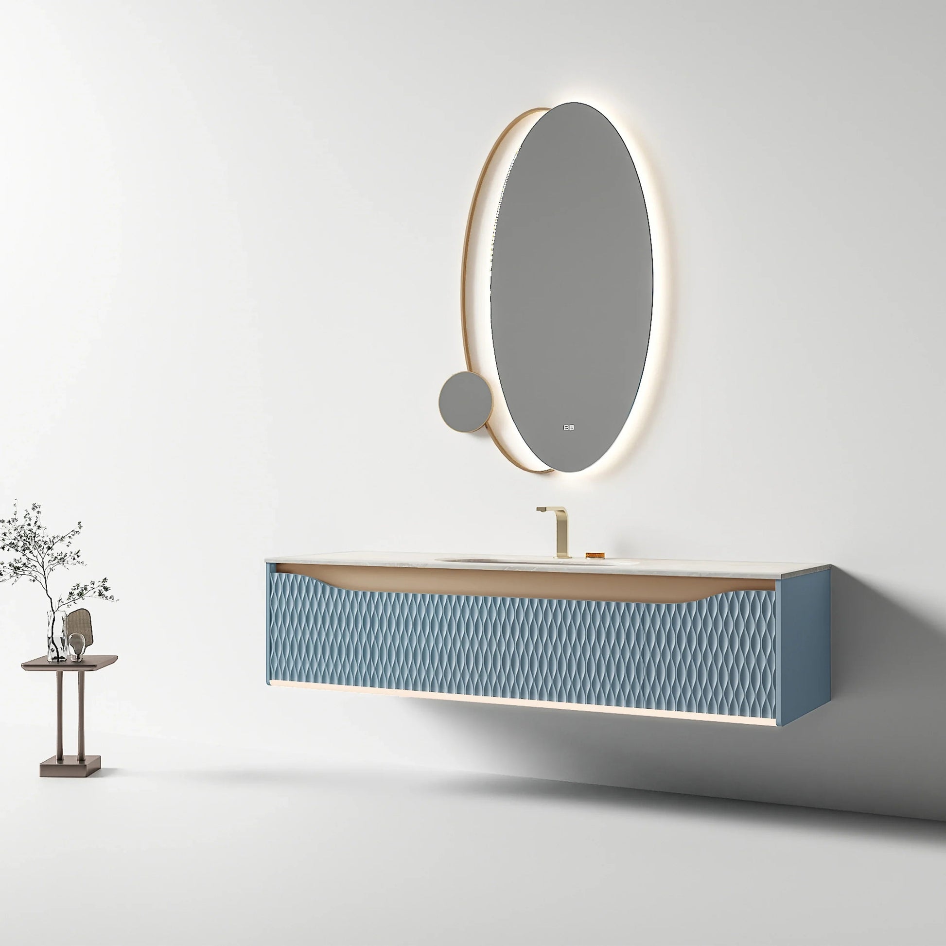 LED Oval Mirror with Stainless Steel Frame and Anti-Fog-Mirror-DECOROLALA