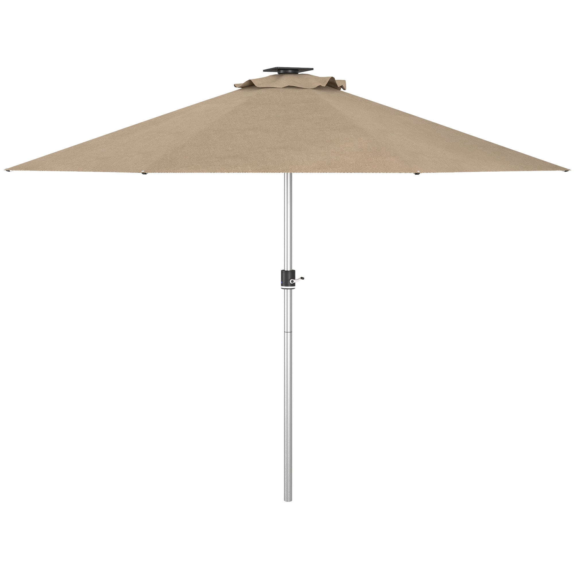 LED Patio Umbrella, Solar & USB, 4 Lighting Modes, Khaki-DECOROLALA