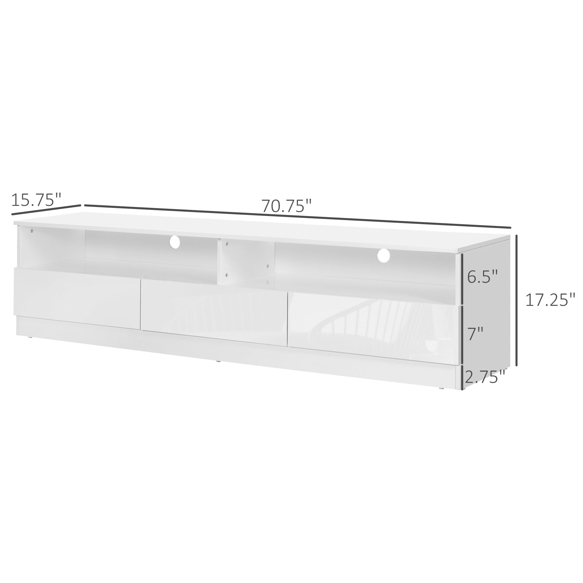 LED TV Stand 75" White Modern Cabinet Storage-DECOROLALA
