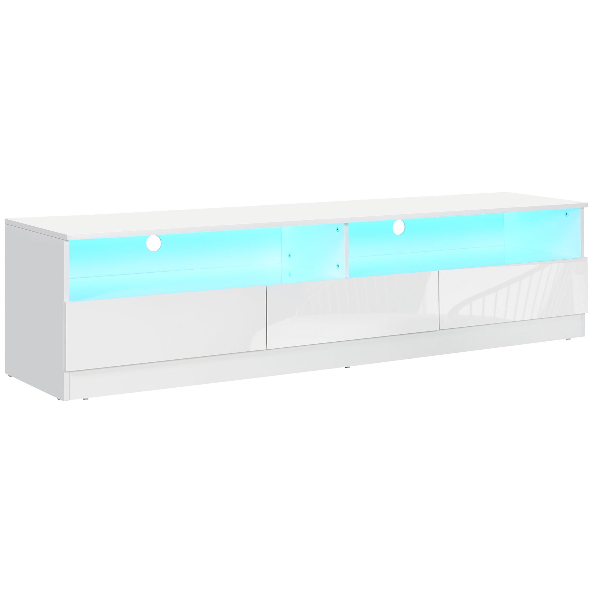 LED TV Stand 75" White Modern Cabinet Storage-DECOROLALA
