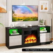 LED TV Stand for 65" TV with RGB Lighting & Fireplace Slot - Black-Entertainment Centers & TV Stands-DECOROLALA