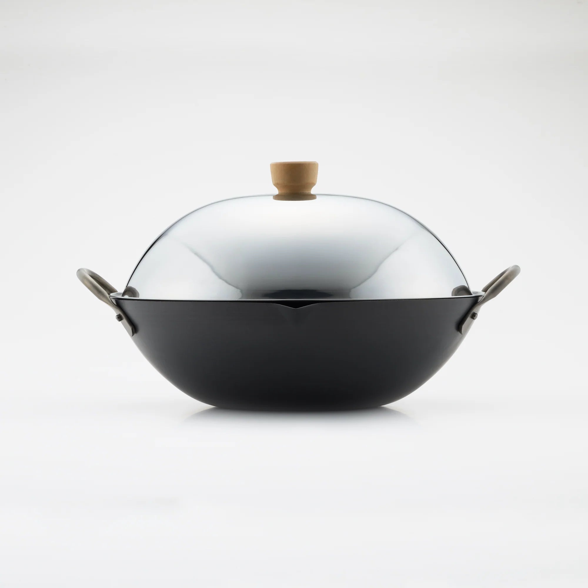 Yoshikawa Cook-Pal Ren 36cm Guangdong Wok with Stainless Steel Lid – Hand-Forged in Japan-1