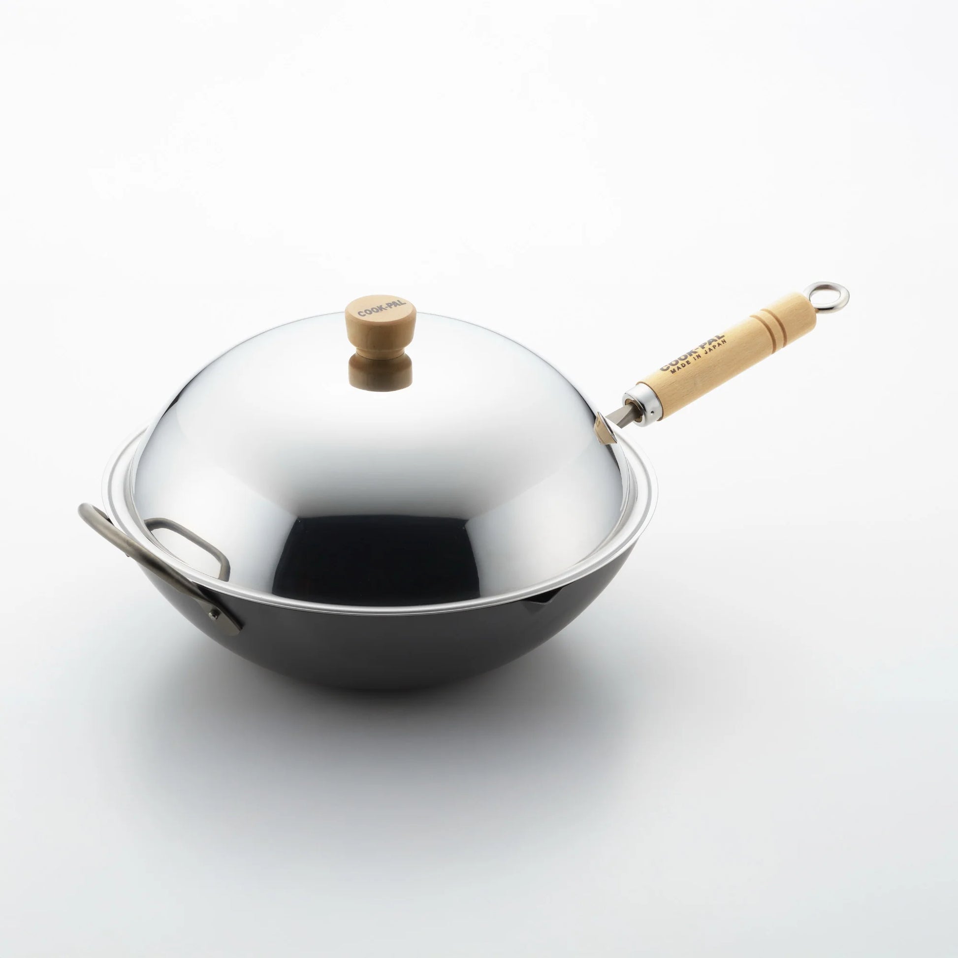 Yoshikawa 36cm Carbon Steel Wok with Stainless Steel Lid – Made in Japan-1