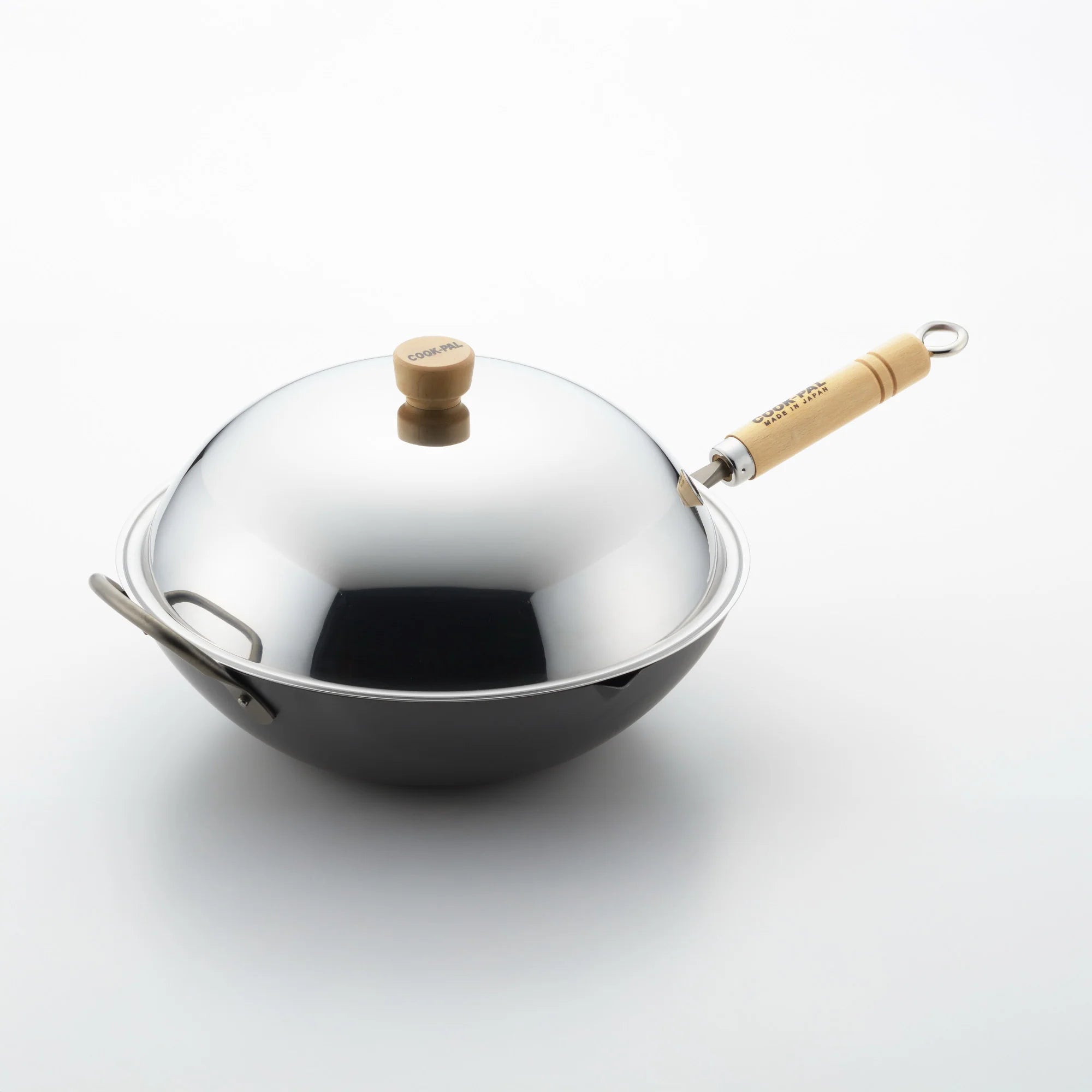 Yoshikawa 36cm Carbon Steel Wok with Stainless Steel Lid – Made in Japan-1