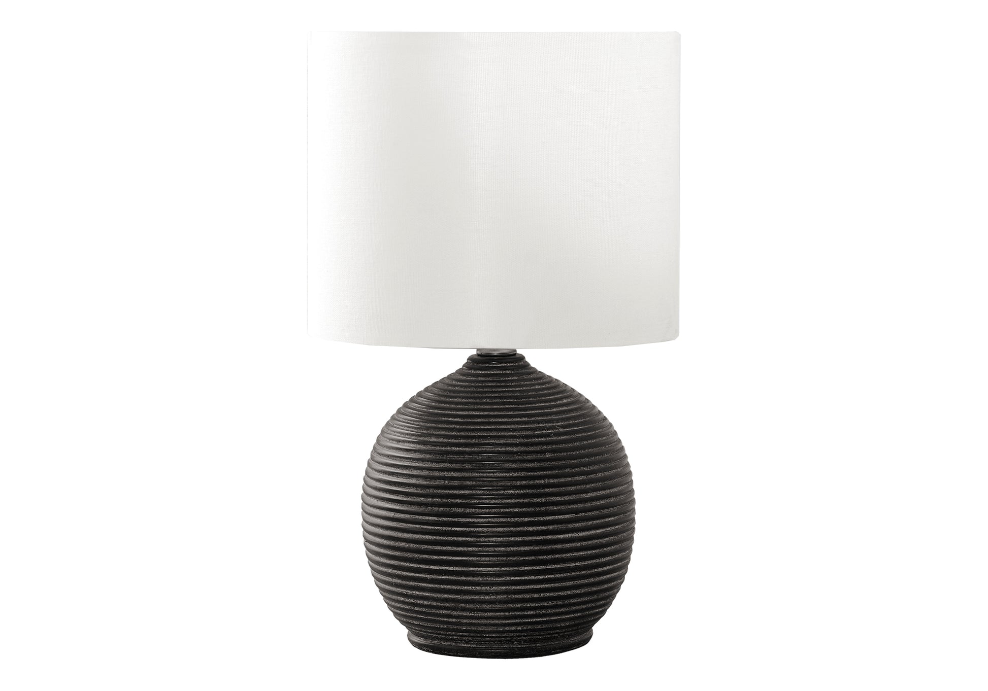 LIGHTING - 16"H TABLE LAMP BLACK RESIN / IVORY SHADE-Table-DECOROLALA