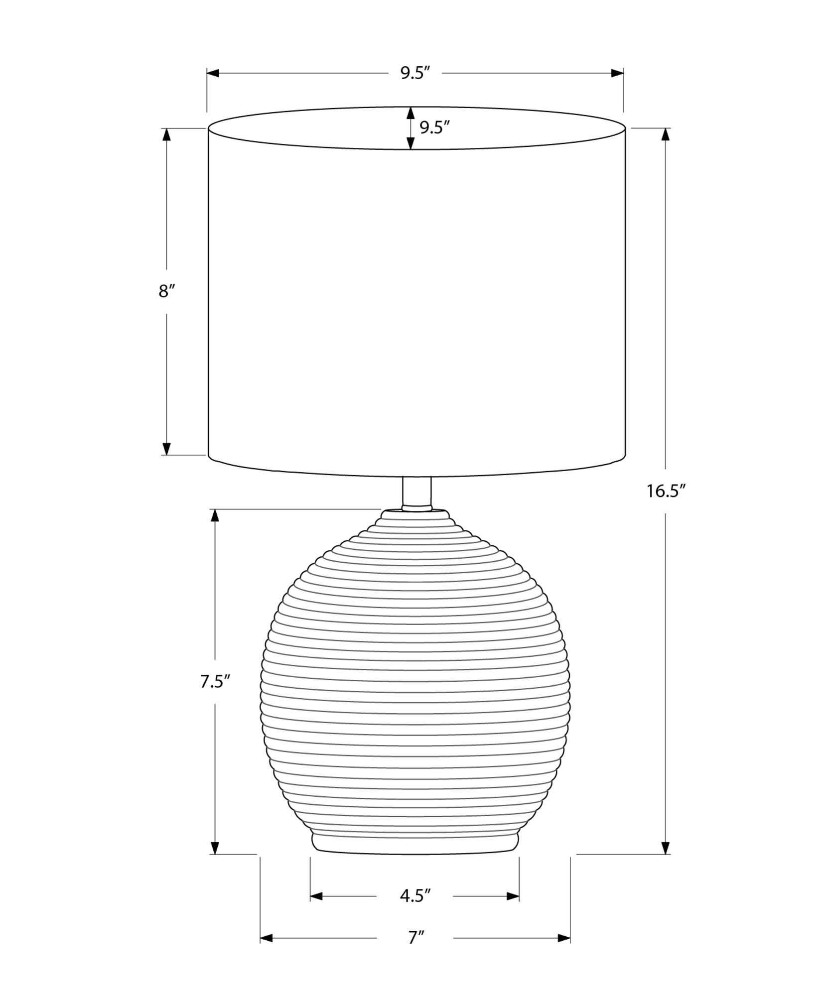 LIGHTING - 16"H TABLE LAMP BLACK RESIN / IVORY SHADE-Table-DECOROLALA