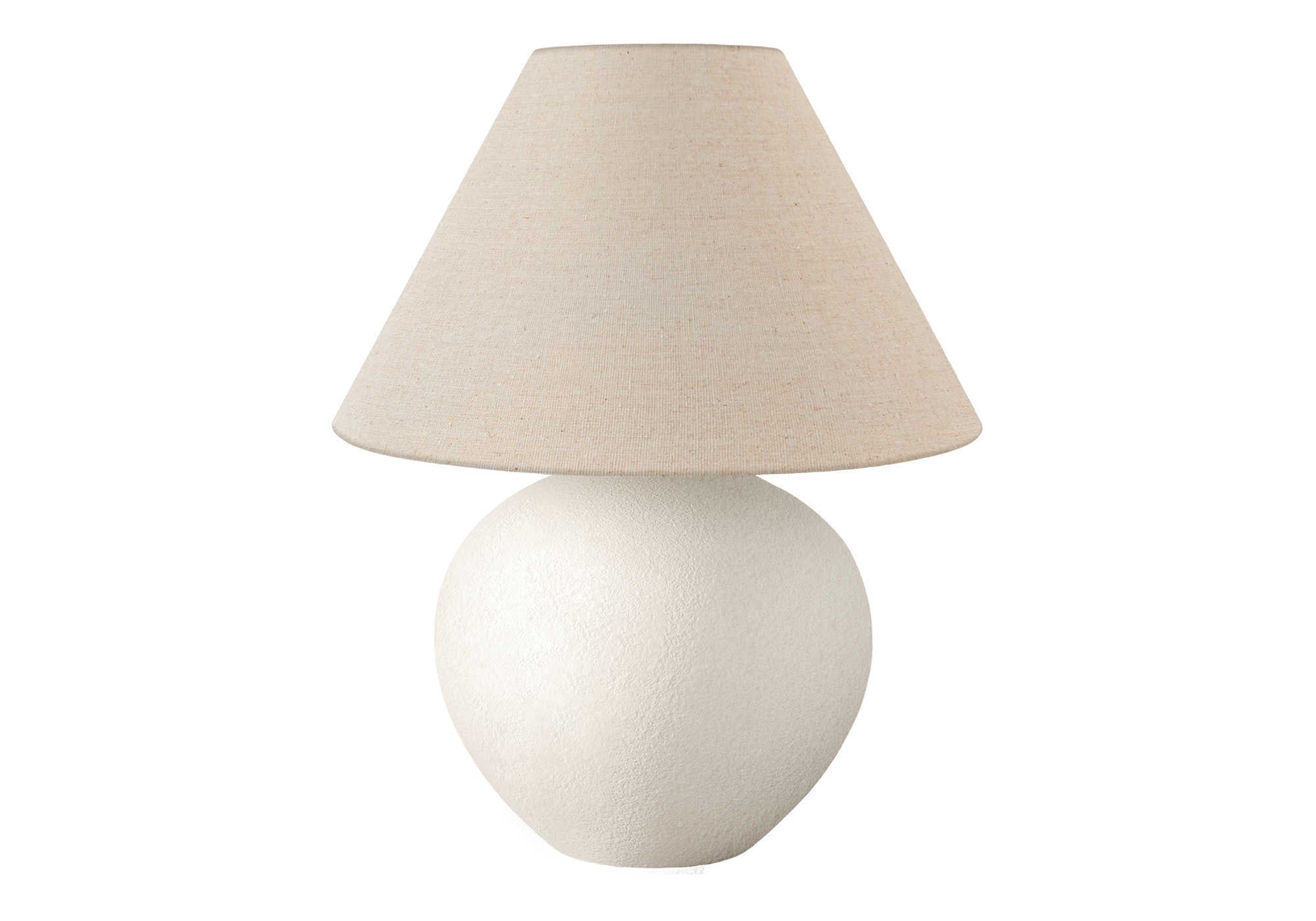 LIGHTING - 16"H TABLE LAMP CREAM CERAMIC / BEIGE SHADE-Table-DECOROLALA