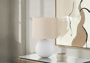 LIGHTING - 16"H TABLE LAMP CREAM CERAMIC / BEIGE SHADE-Table-DECOROLALA