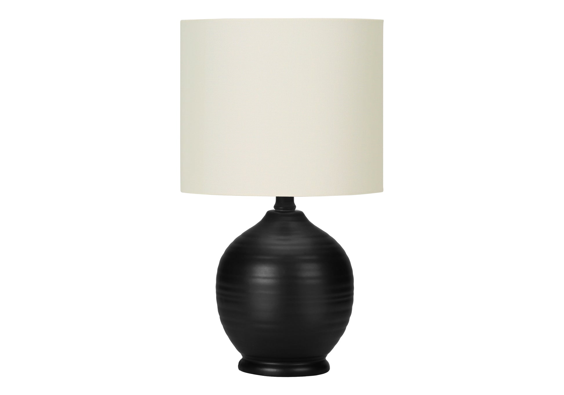 LIGHTING - 17"H TABLE LAMP BLACK CERAMIC / IVORY SHADE-Table-DECOROLALA