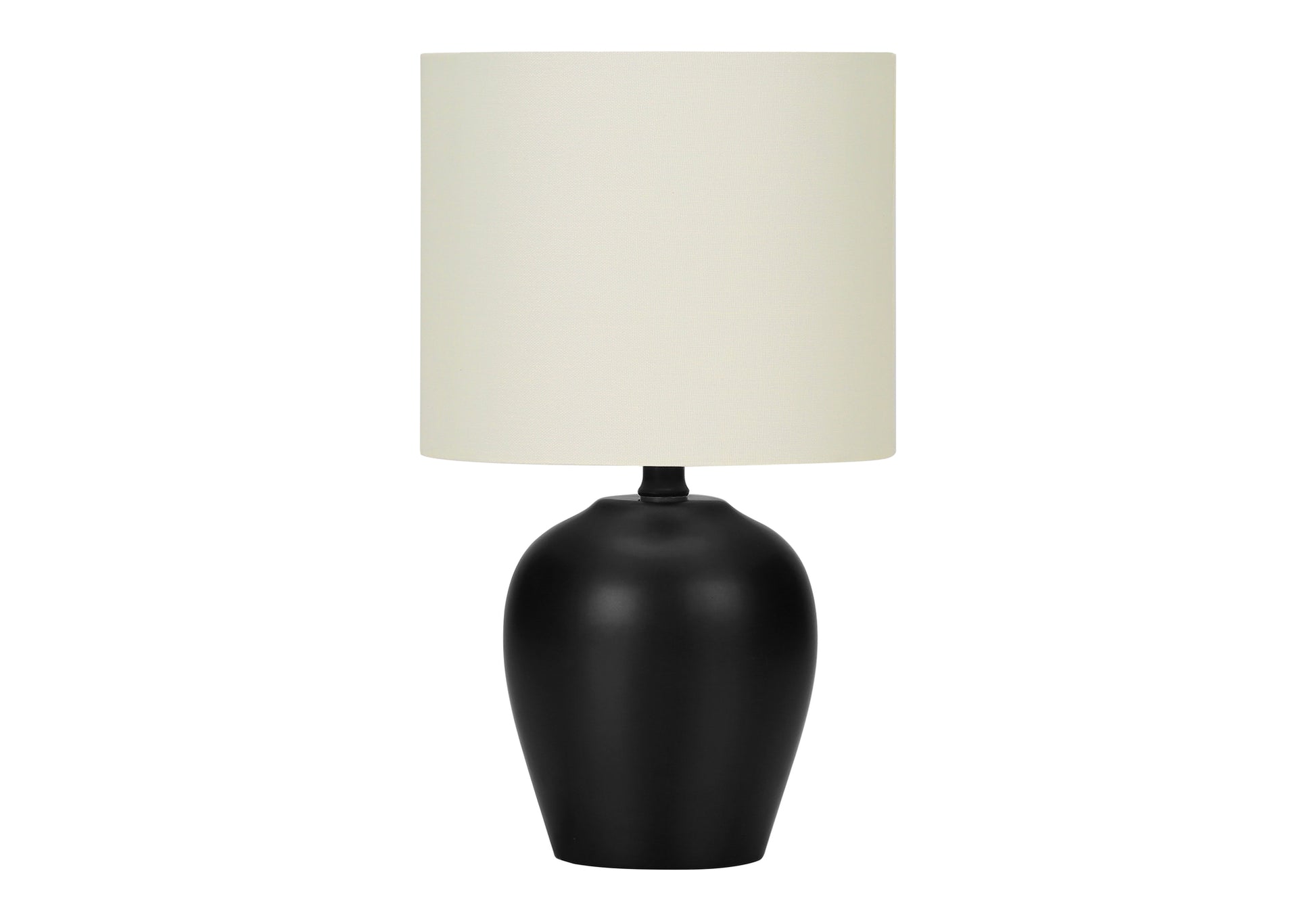 LIGHTING - 17"H TABLE LAMP BLACK CERAMIC / IVORY SHADE-Table-DECOROLALA