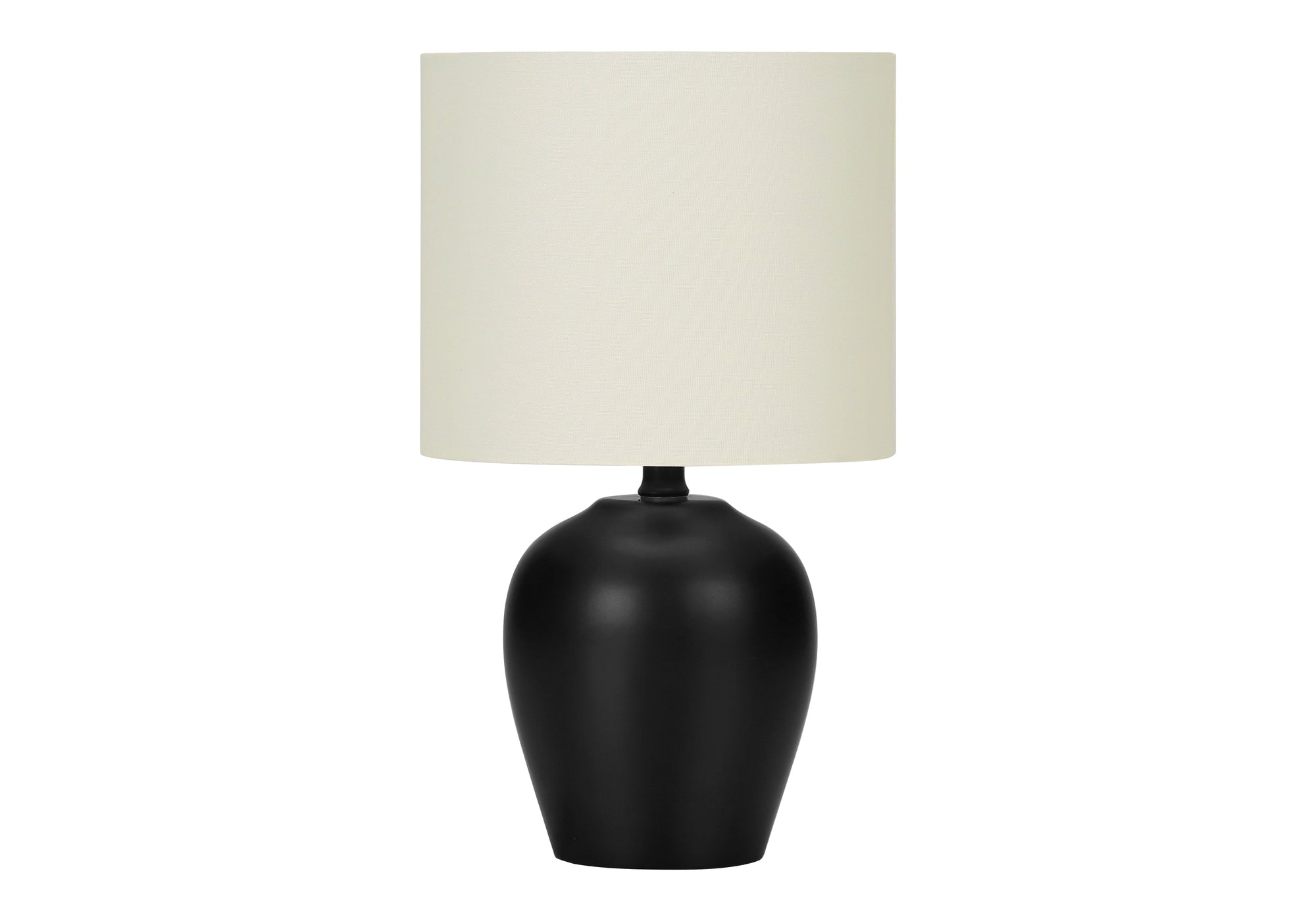 LIGHTING - 17"H TABLE LAMP BLACK CERAMIC / IVORY SHADE-Table-DECOROLALA