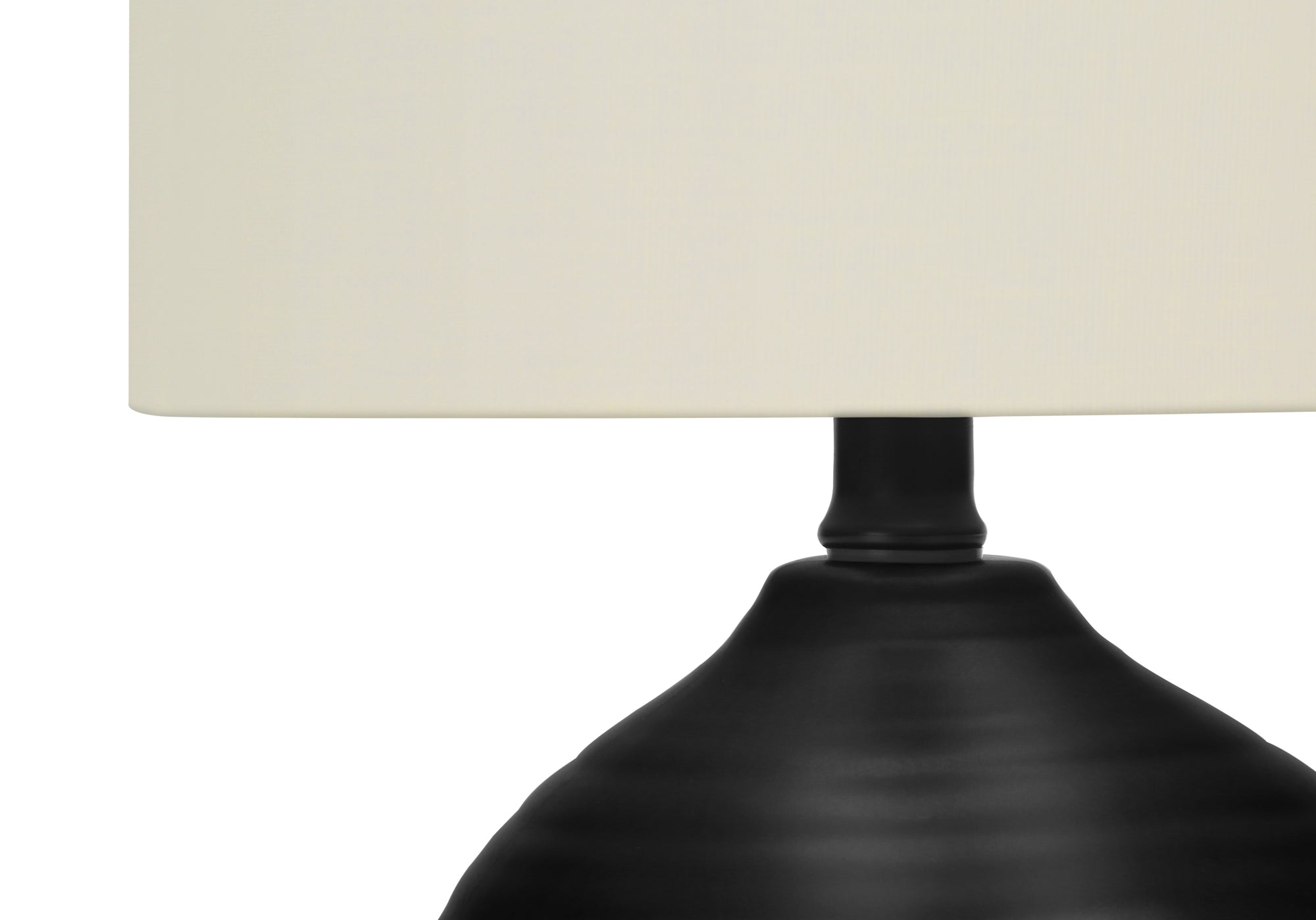 LIGHTING - 17"H TABLE LAMP BLACK CERAMIC / IVORY SHADE-Table-DECOROLALA