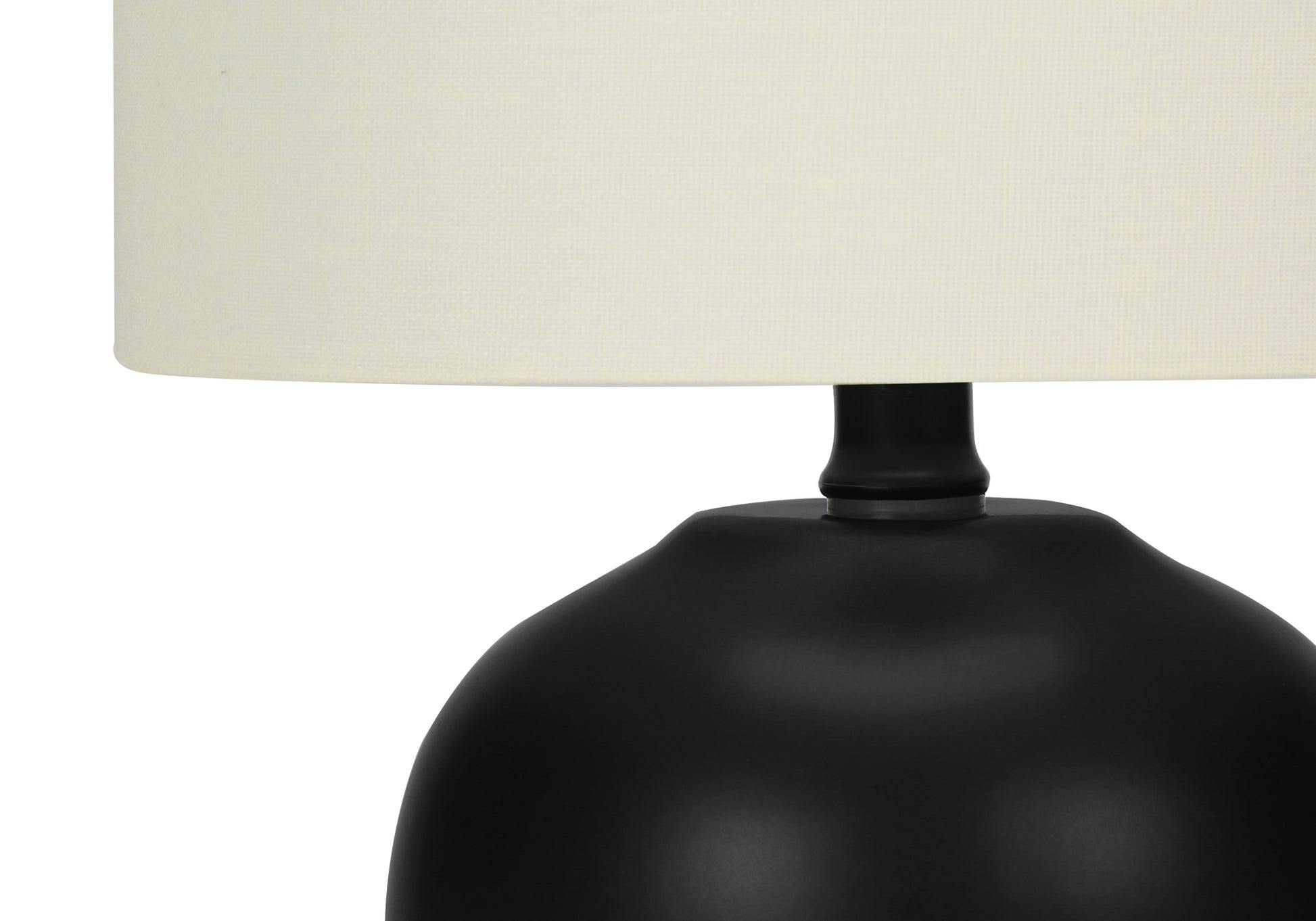 LIGHTING - 17"H TABLE LAMP BLACK CERAMIC / IVORY SHADE-Table-DECOROLALA