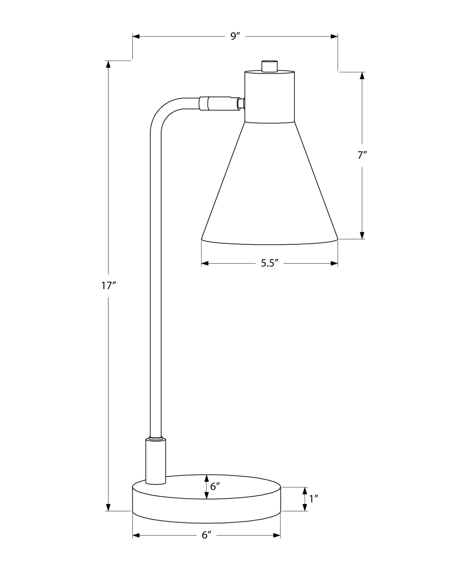 LIGHTING - 17"H TABLE LAMP BLACK / SILVER METAL-Table-DECOROLALA
