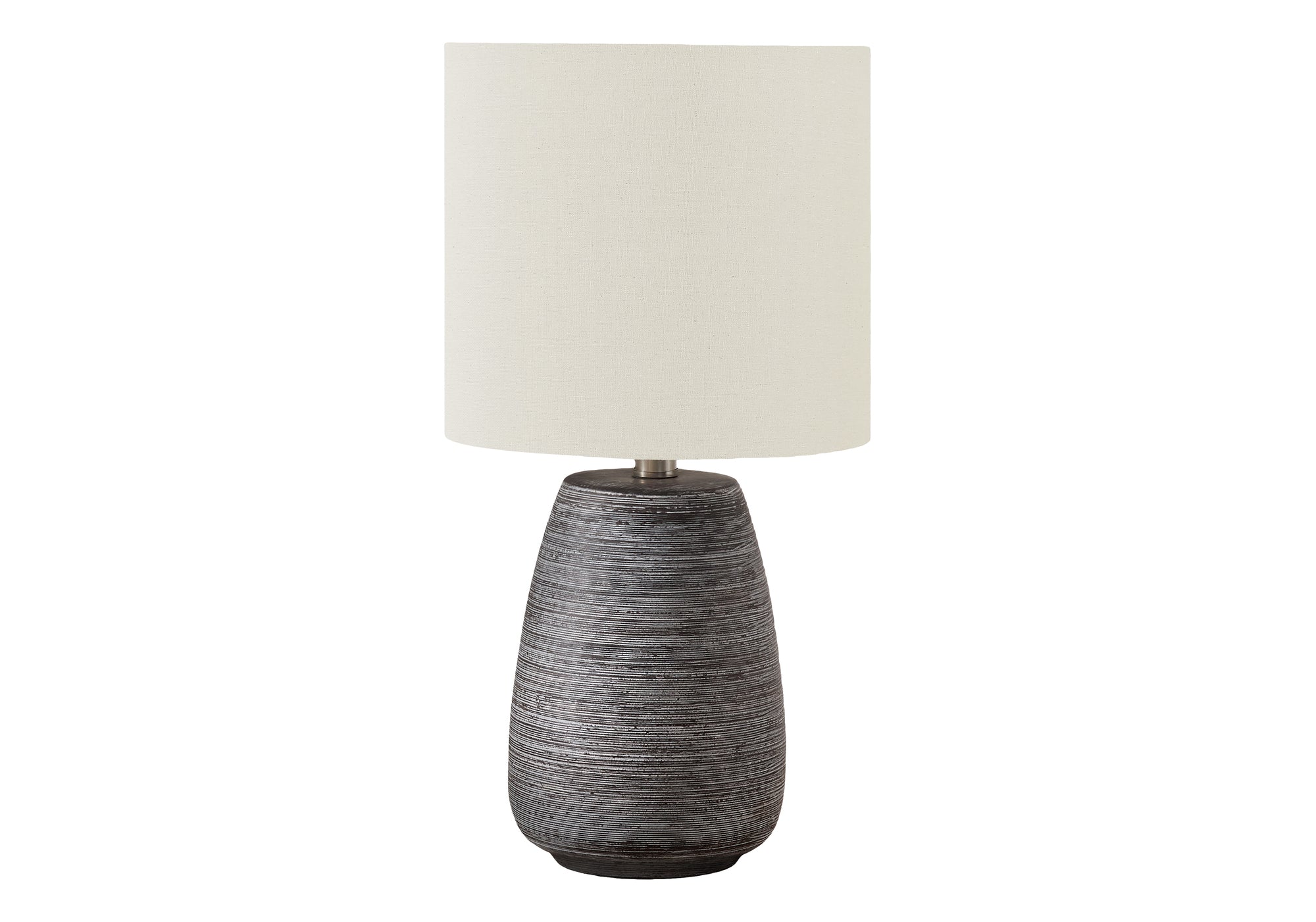 LIGHTING - 19"H TABLE LAMP GREY CERAMIC / IVORY SHADE-Table-DECOROLALA