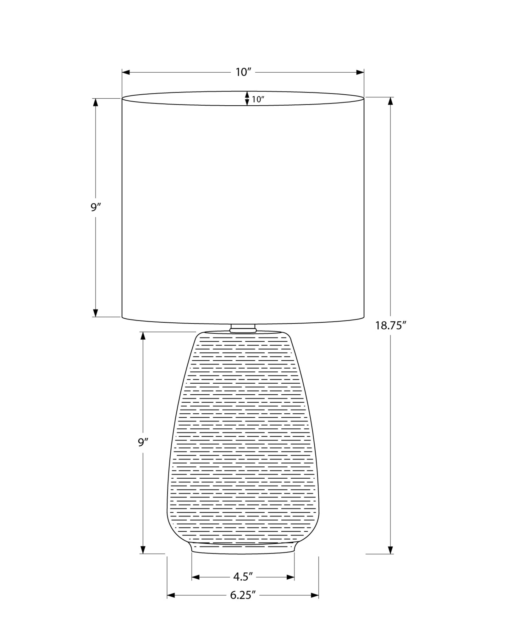 LIGHTING - 19"H TABLE LAMP GREY CERAMIC / IVORY SHADE-Table-DECOROLALA