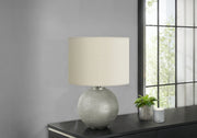 LIGHTING - 19"H TABLE LAMP GREY RESIN / IVORY SHADE-Table-DECOROLALA