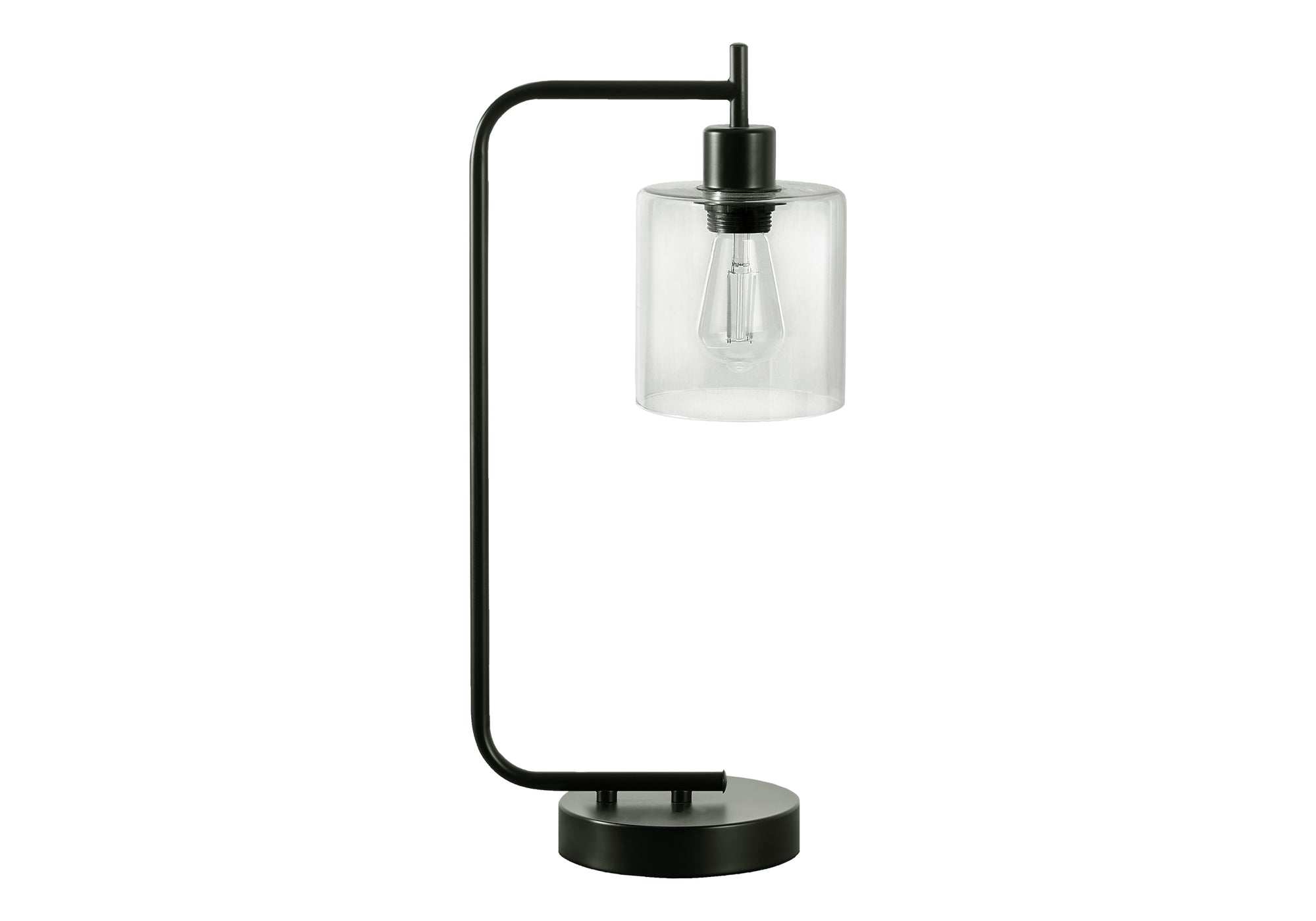 LIGHTING - 20"H TABLE LAMP BLACK METAL/GLASS SHADE/USB-Table-DECOROLALA