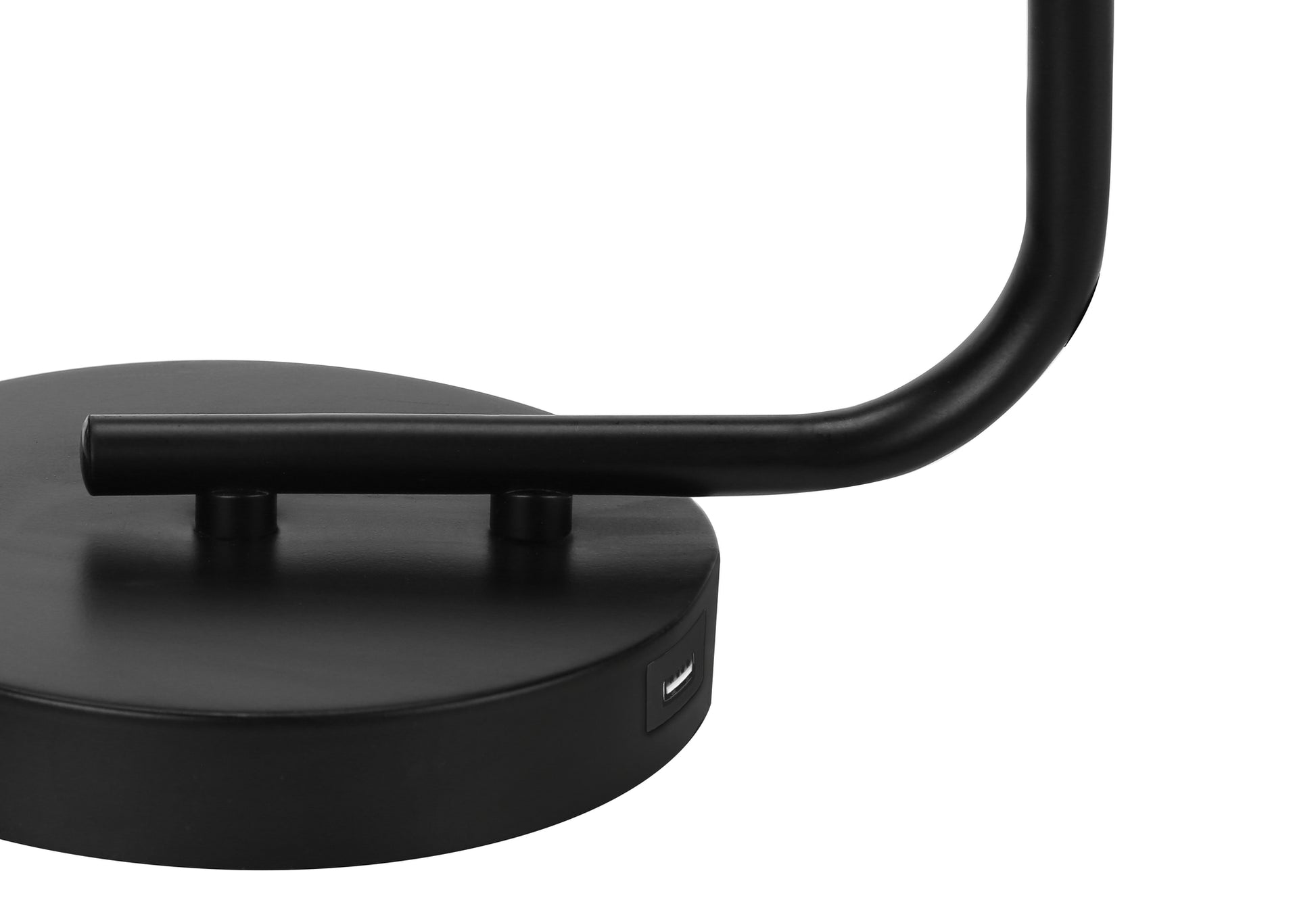 LIGHTING - 20"H TABLE LAMP BLACK METAL/GLASS SHADE/USB-Table-DECOROLALA