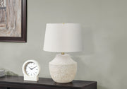 LIGHTING - 20"H TABLE LAMP CREAM CONCRETE / IVORY SHADE-Table-DECOROLALA