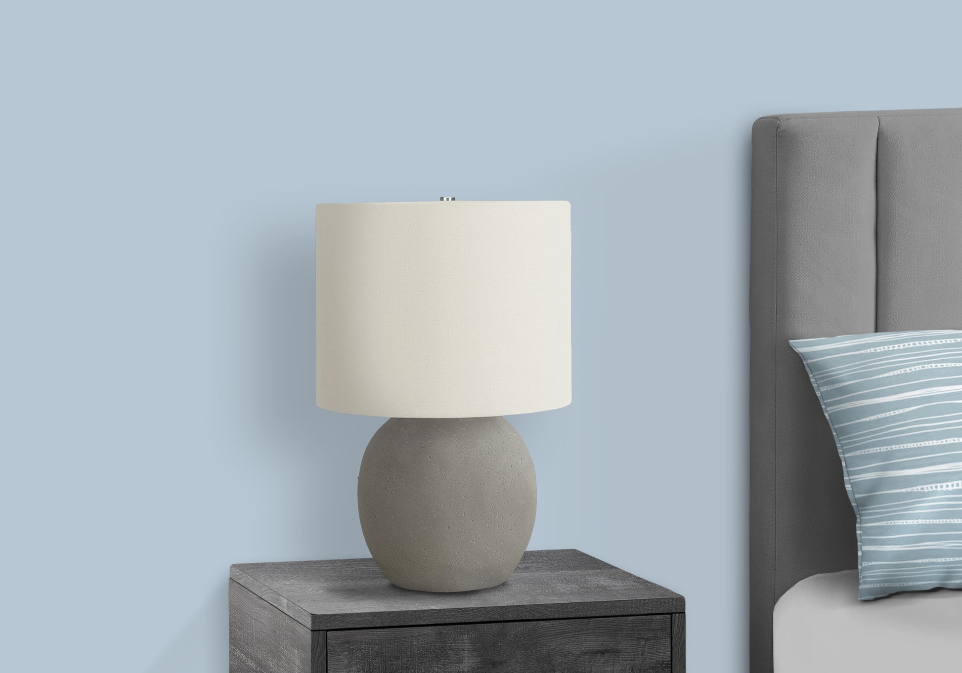 LIGHTING - 20"H TABLE LAMP GREY CONCRETE / IVORY SHADE-Table-DECOROLALA