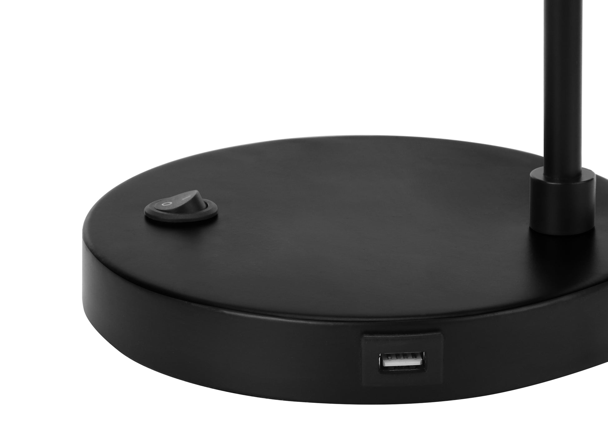 LIGHTING - 21"H TABLE LAMP BLACK METAL/BLACK SHADE/USB-Table-DECOROLALA