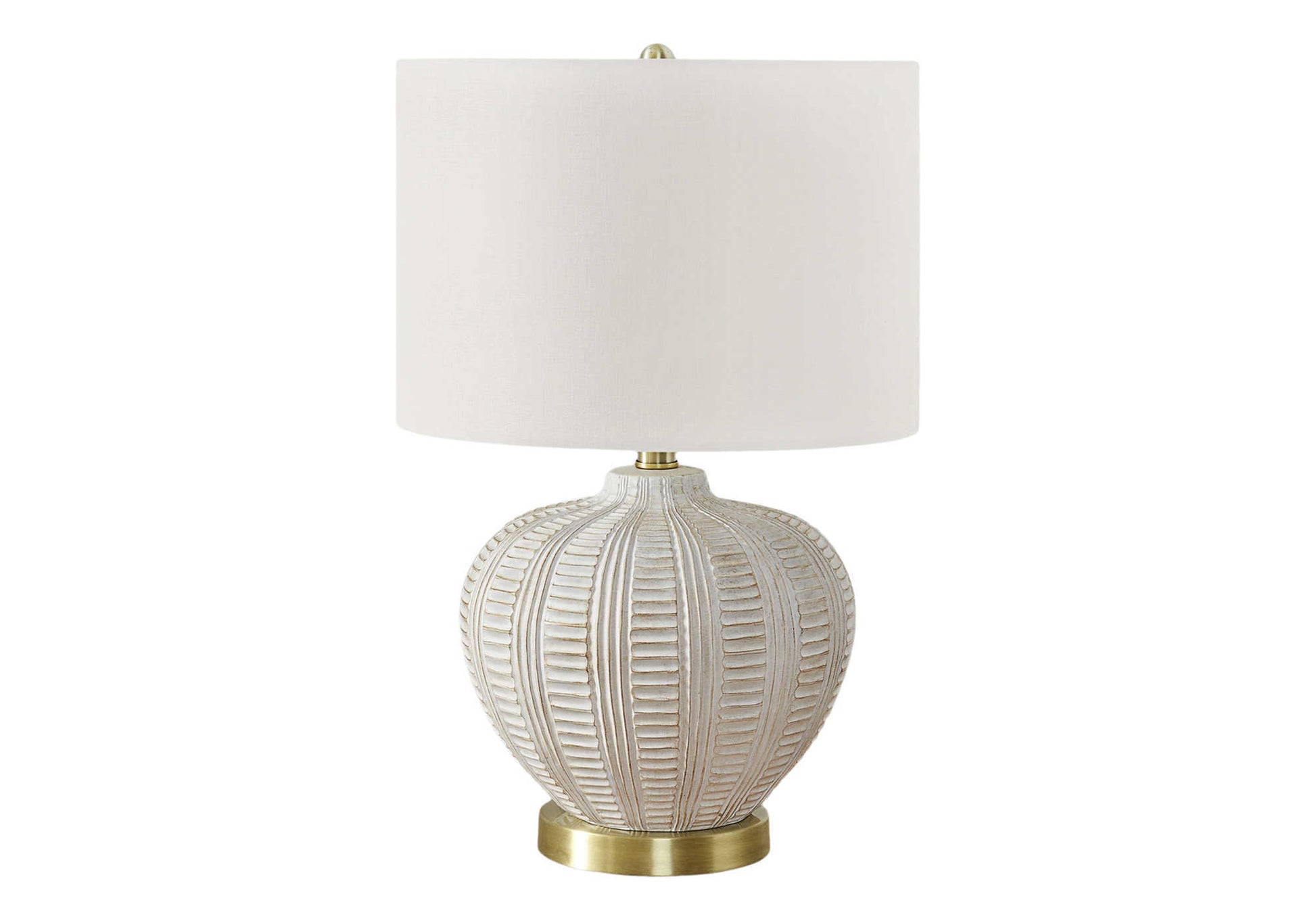LIGHTING - 21"H TABLE LAMP CREAM RESIN / IVORY SHADE-Table-DECOROLALA