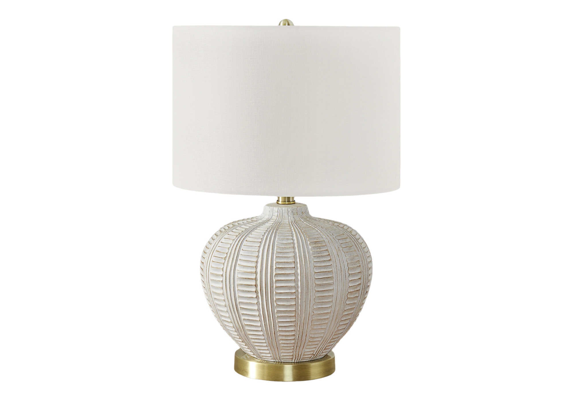 LIGHTING - 21"H TABLE LAMP CREAM RESIN / IVORY SHADE-Table-DECOROLALA