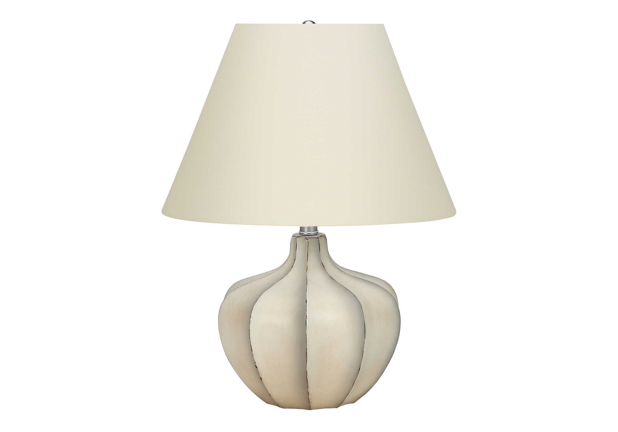 LIGHTING - 21"H TABLE LAMP CREAM RESIN / IVORY SHADE-Table-DECOROLALA