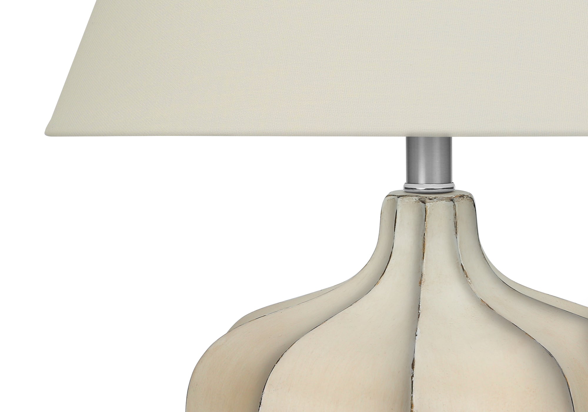 LIGHTING - 21"H TABLE LAMP CREAM RESIN / IVORY SHADE-Table-DECOROLALA