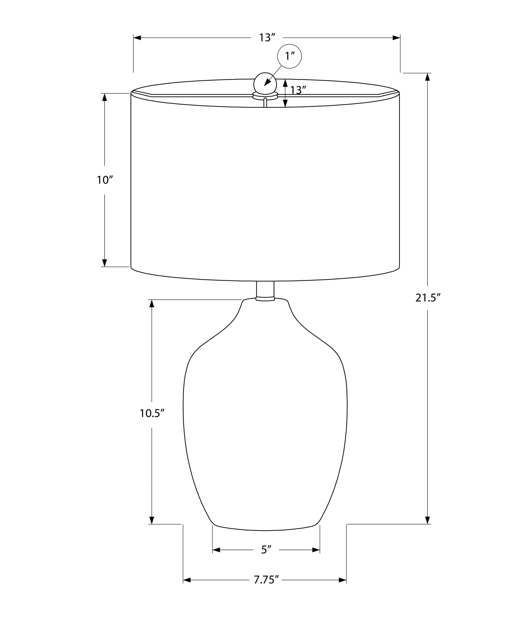 LIGHTING - 22"H TABLE LAMP BLACK CERAMIC / IVORY SHADE-Table-DECOROLALA