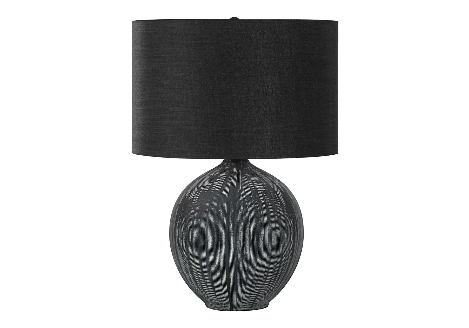 LIGHTING - 23"H TABLE LAMP BLACK CERAMIC / BLACK SHADE-Table-DECOROLALA