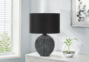 LIGHTING - 23"H TABLE LAMP BLACK CERAMIC / BLACK SHADE-Table-DECOROLALA