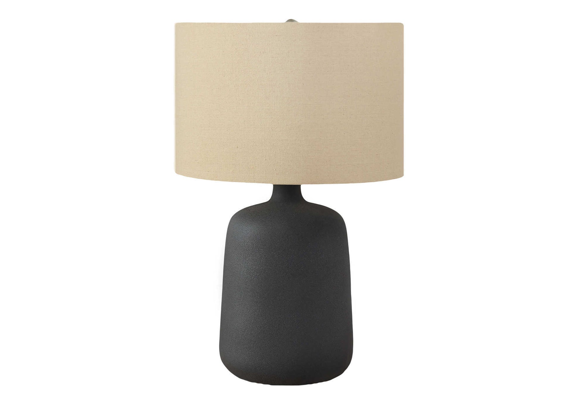 LIGHTING - 24"H TABLE LAMP BLACK CERAMIC / BEIGE SHADE-Table-DECOROLALA