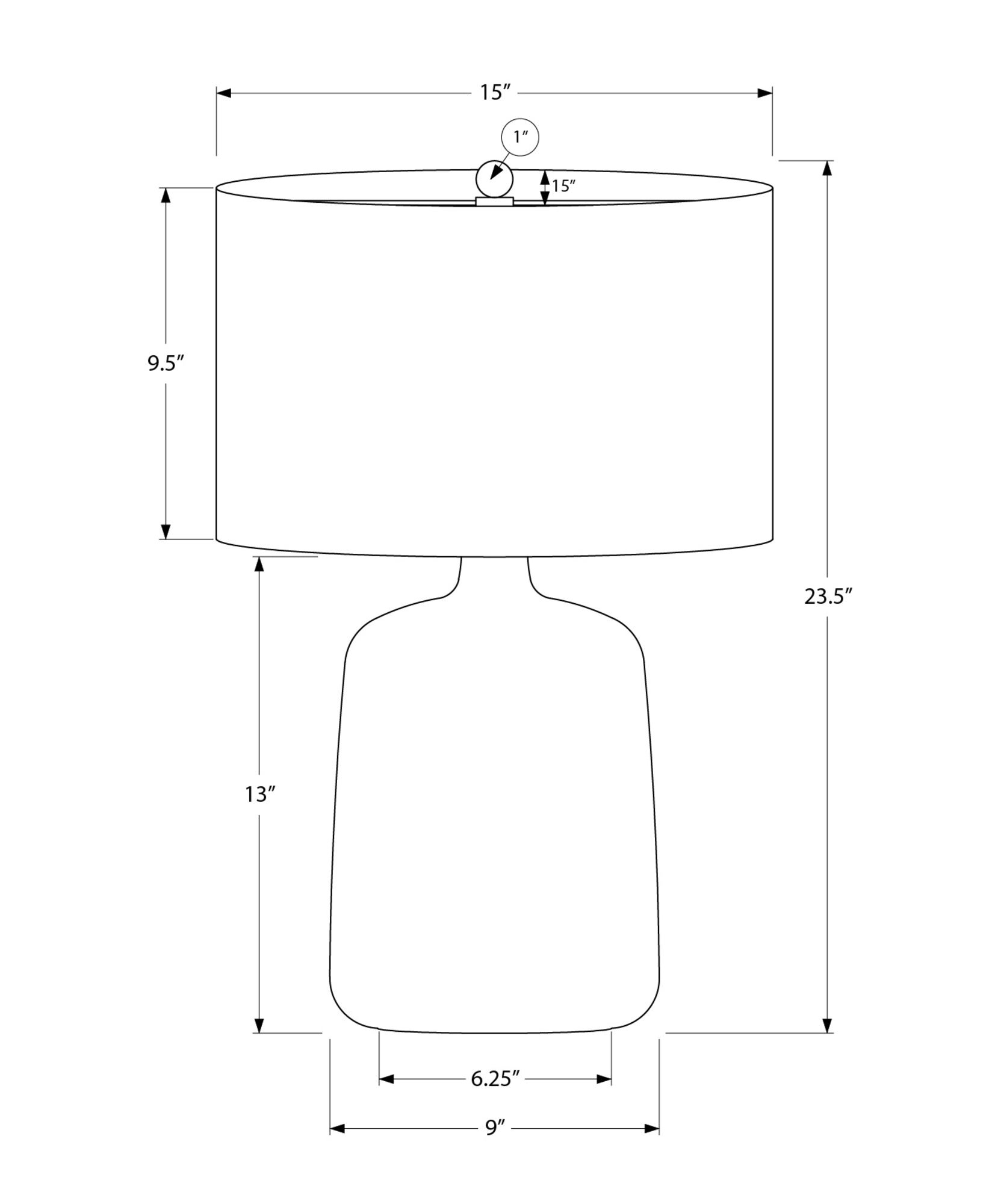 LIGHTING - 24"H TABLE LAMP BLACK CERAMIC / BEIGE SHADE-Table-DECOROLALA