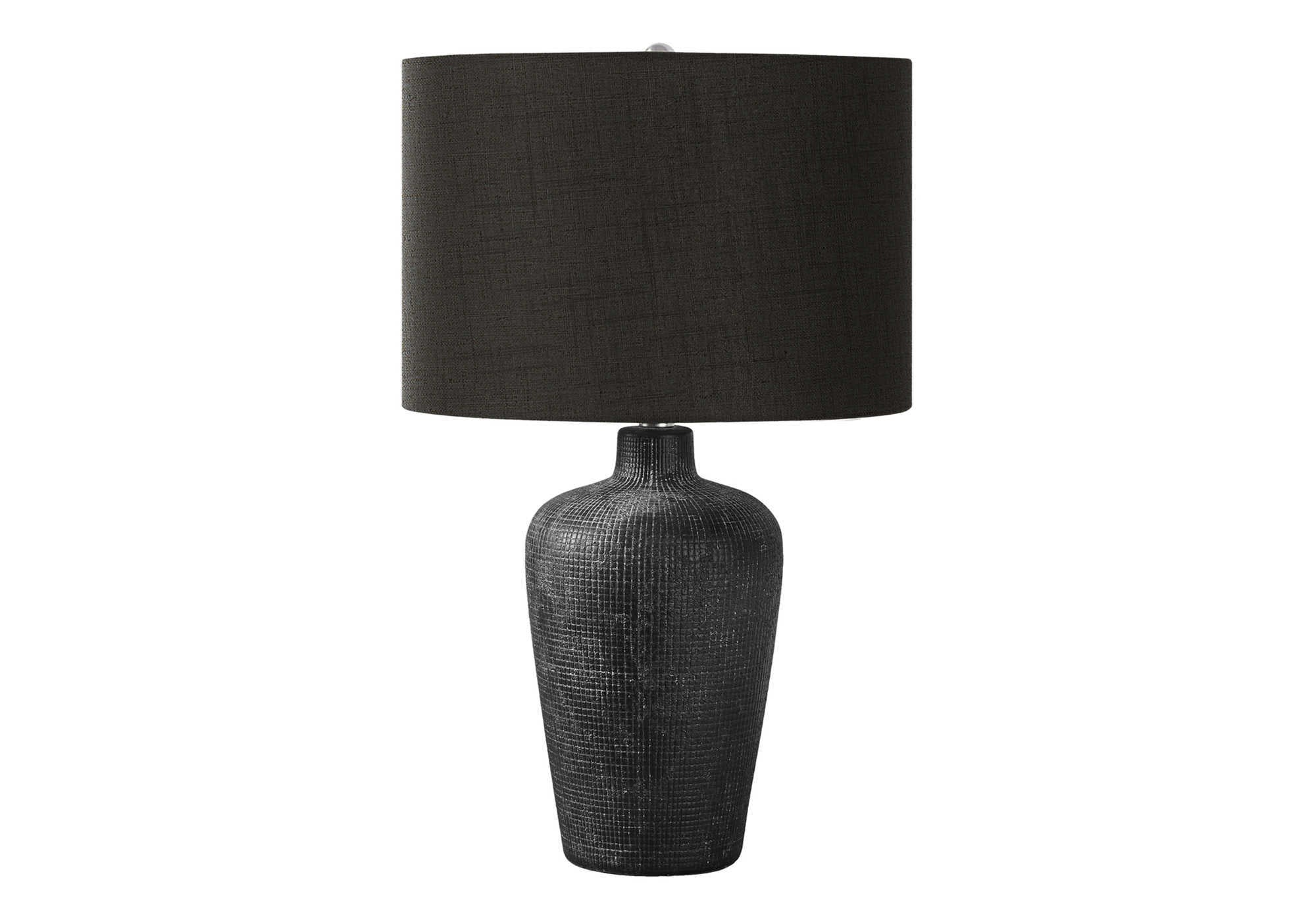LIGHTING - 24"H TABLE LAMP BLACK CERAMIC / BLACK SHADE-Table-DECOROLALA