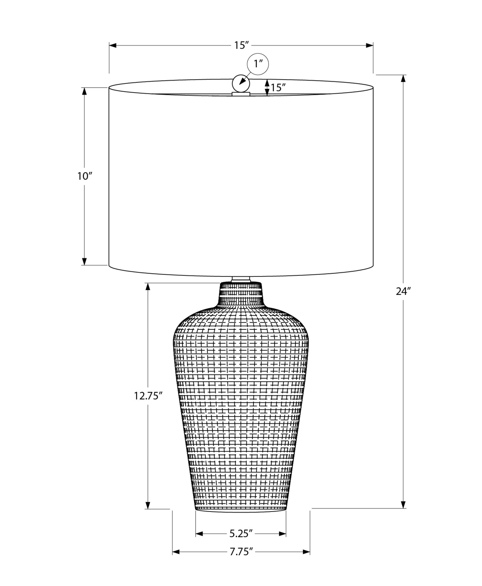 LIGHTING - 24"H TABLE LAMP BLACK CERAMIC / BLACK SHADE-Table-DECOROLALA