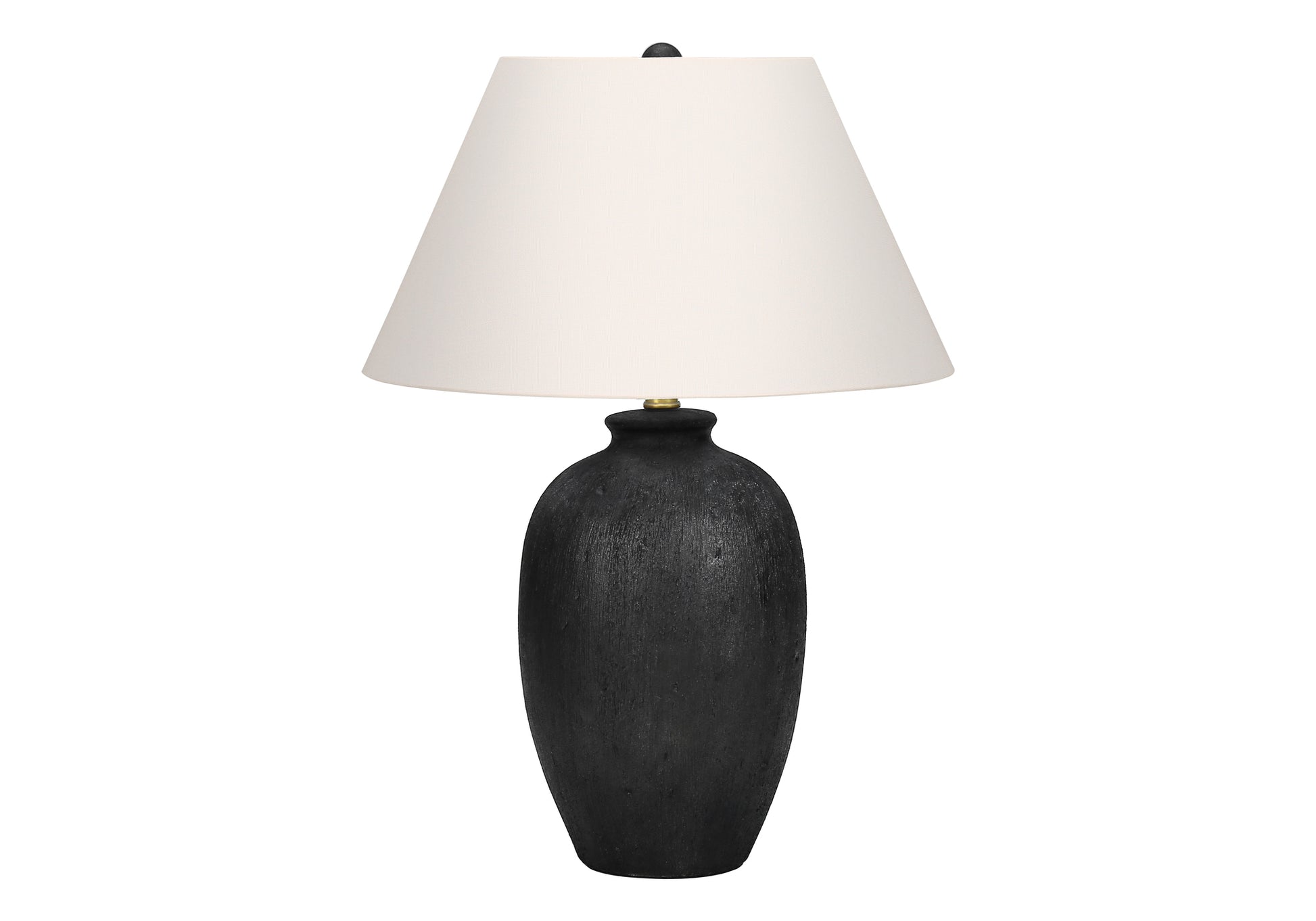 LIGHTING - 24"H TABLE LAMP BLACK CERAMIC / IVORY SHADE-Table-DECOROLALA