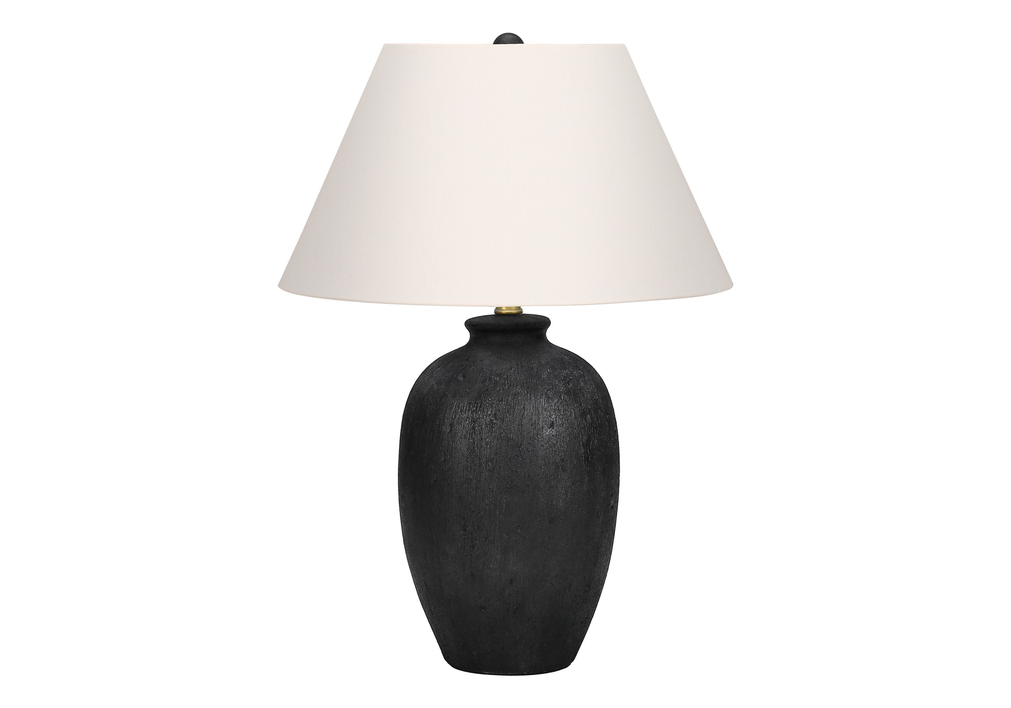 LIGHTING - 24"H TABLE LAMP BLACK CERAMIC / IVORY SHADE-Table-DECOROLALA