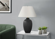 LIGHTING - 24"H TABLE LAMP BLACK CERAMIC / IVORY SHADE-Table-DECOROLALA