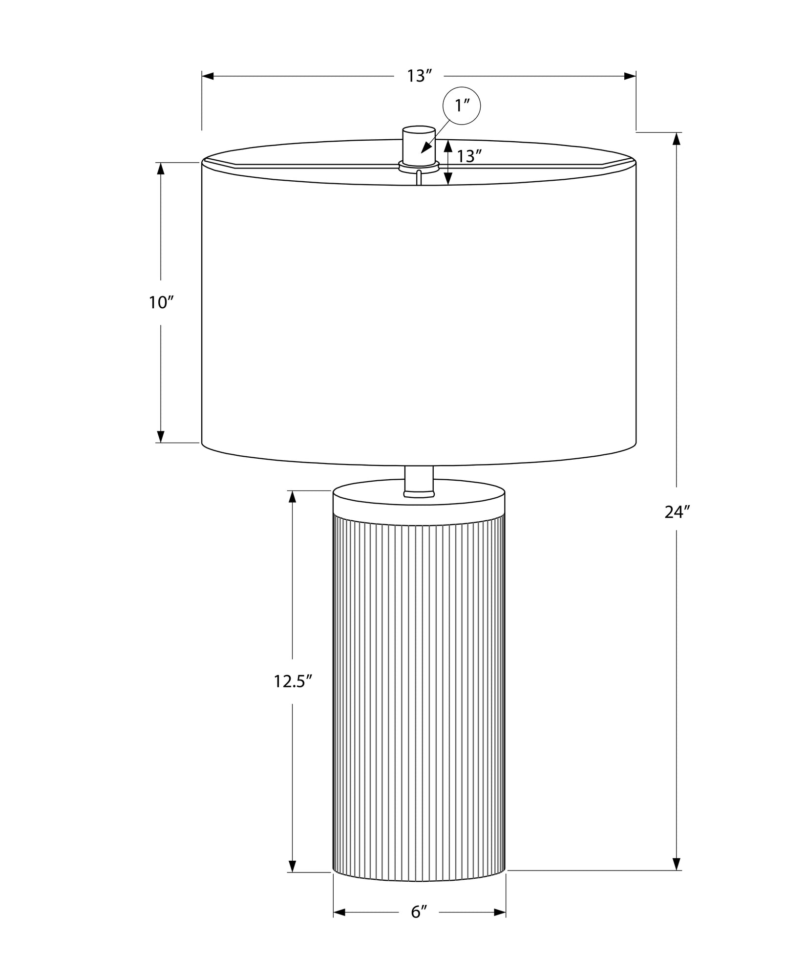 LIGHTING - 24"H TABLE LAMP BLACK CONCRETE / IVORY SHADE-Table-DECOROLALA