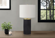LIGHTING - 24"H TABLE LAMP BLACK CONCRETE / IVORY SHADE-Table-DECOROLALA