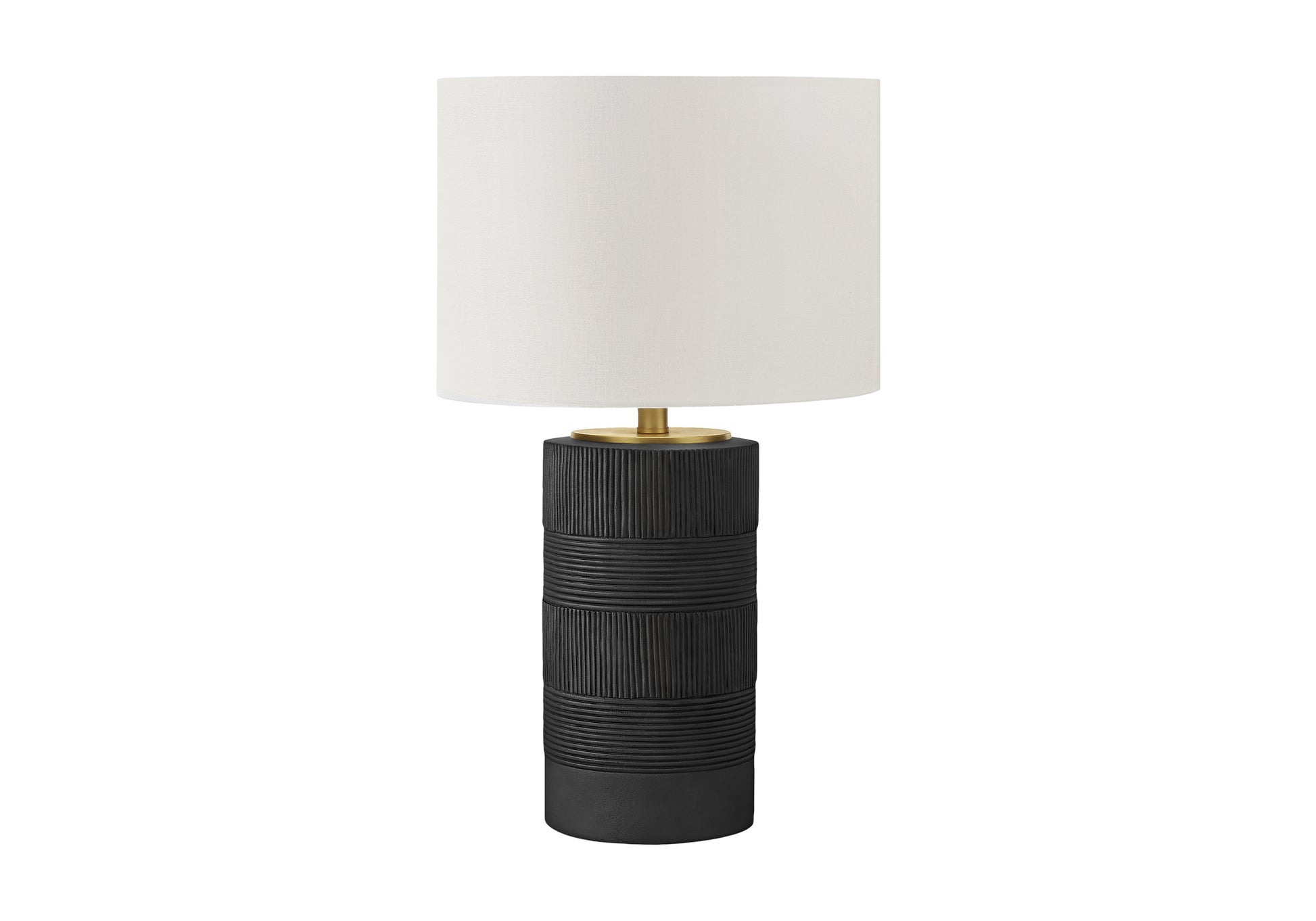 LIGHTING - 24"H TABLE LAMP BLACK RESIN / IVORY SHADE-Table-DECOROLALA