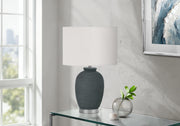 LIGHTING - 24"H TABLE LAMP BLUE CERAMIC / IVORY SHADE-Table-DECOROLALA