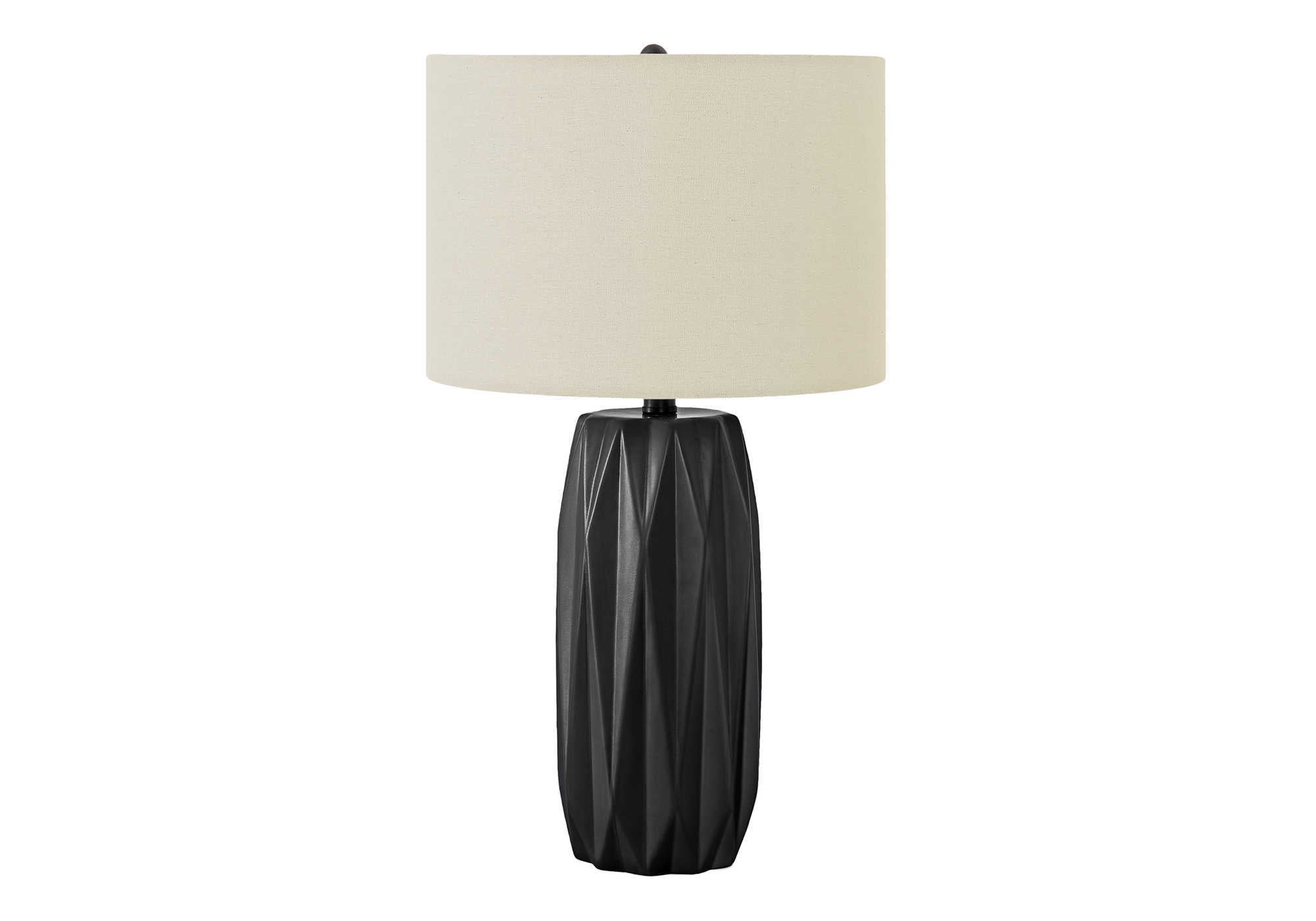 LIGHTING - 25"H TABLE LAMP BLACK CERAMIC / IVORY SHADE-Table-DECOROLALA