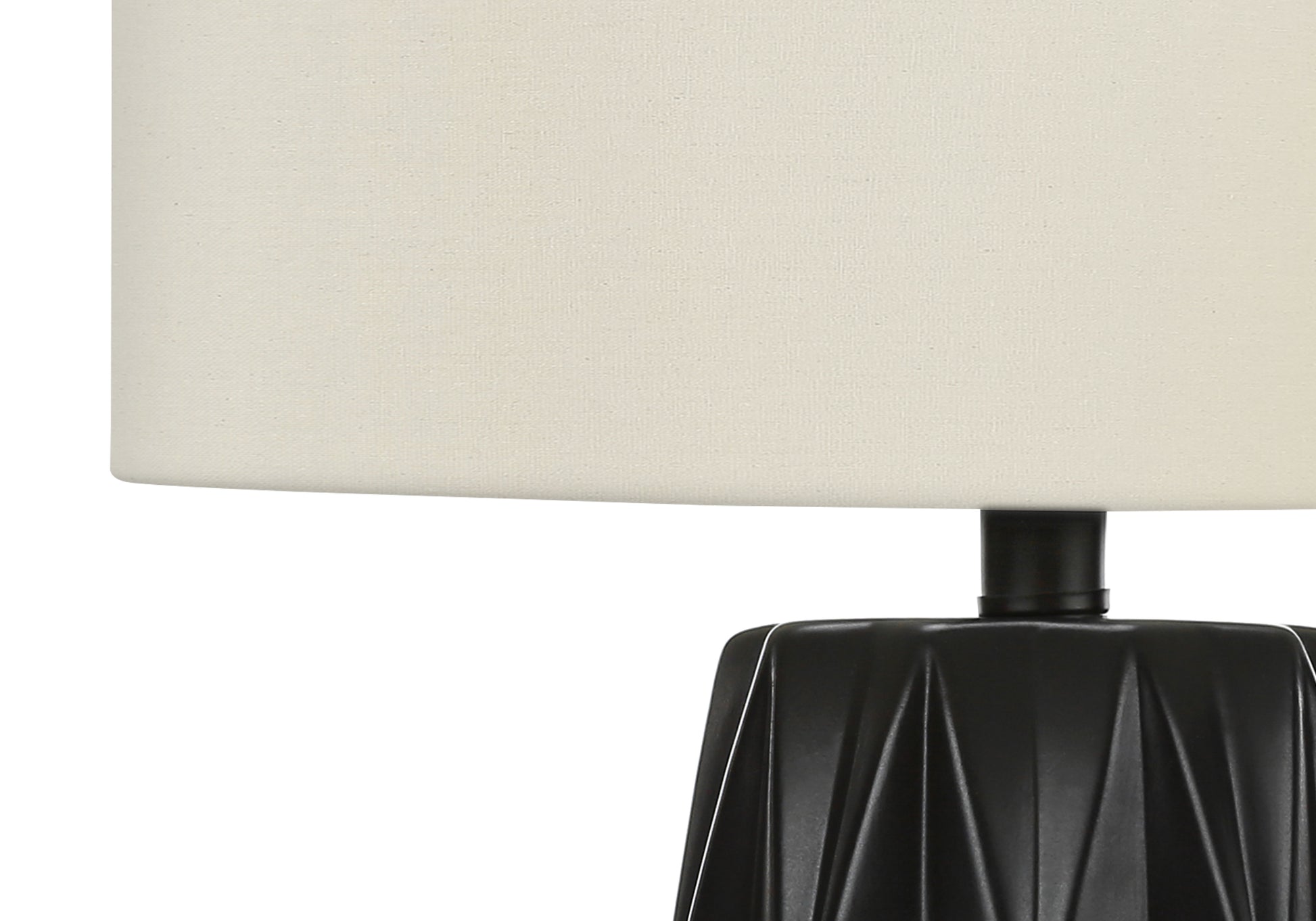 LIGHTING - 25"H TABLE LAMP BLACK CERAMIC / IVORY SHADE-Table-DECOROLALA