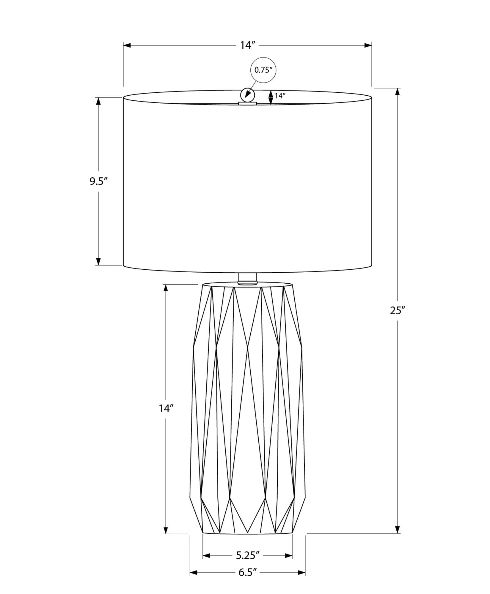 LIGHTING - 25"H TABLE LAMP BLACK CERAMIC / IVORY SHADE-Table-DECOROLALA