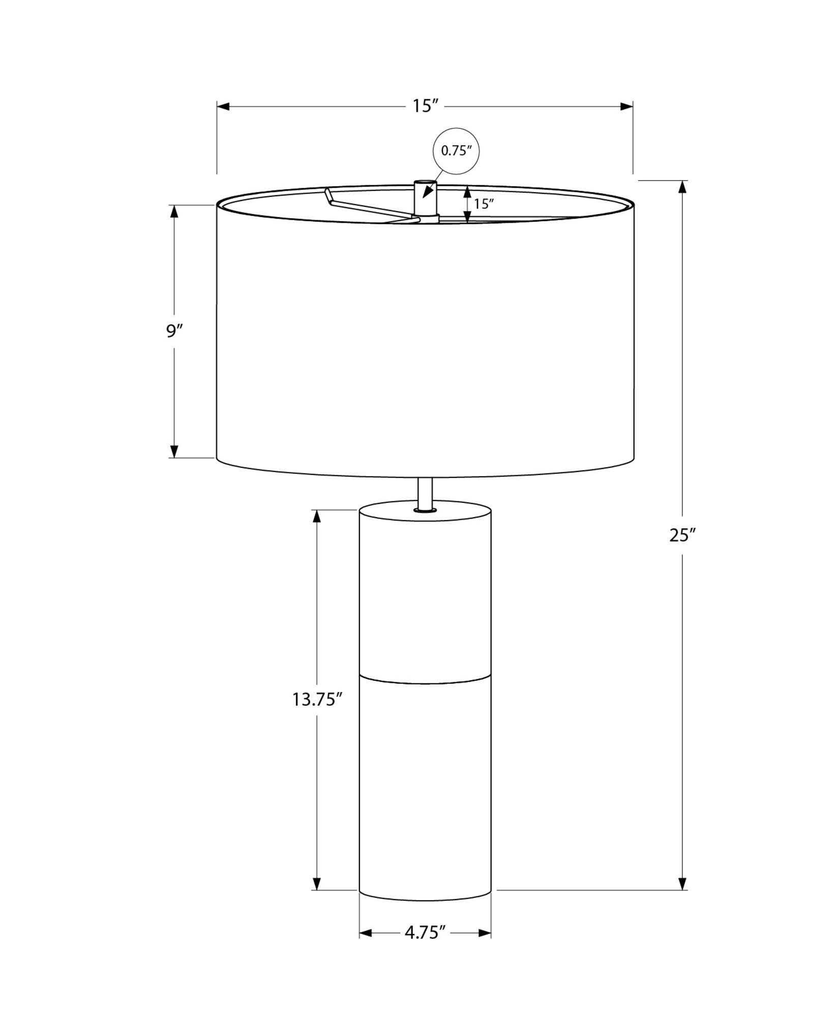 LIGHTING - 25"H TABLE LAMP BLACK CONCRETE / BLACK SHADE-Table-DECOROLALA